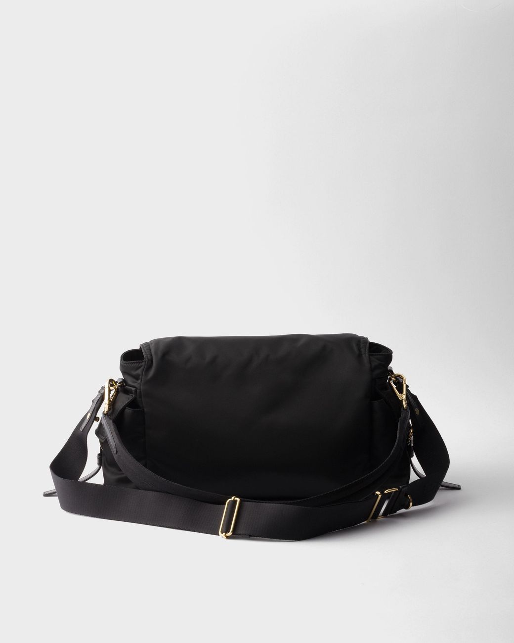 Prada Black Logo Plaque Foldover-Top Shoulder Bag