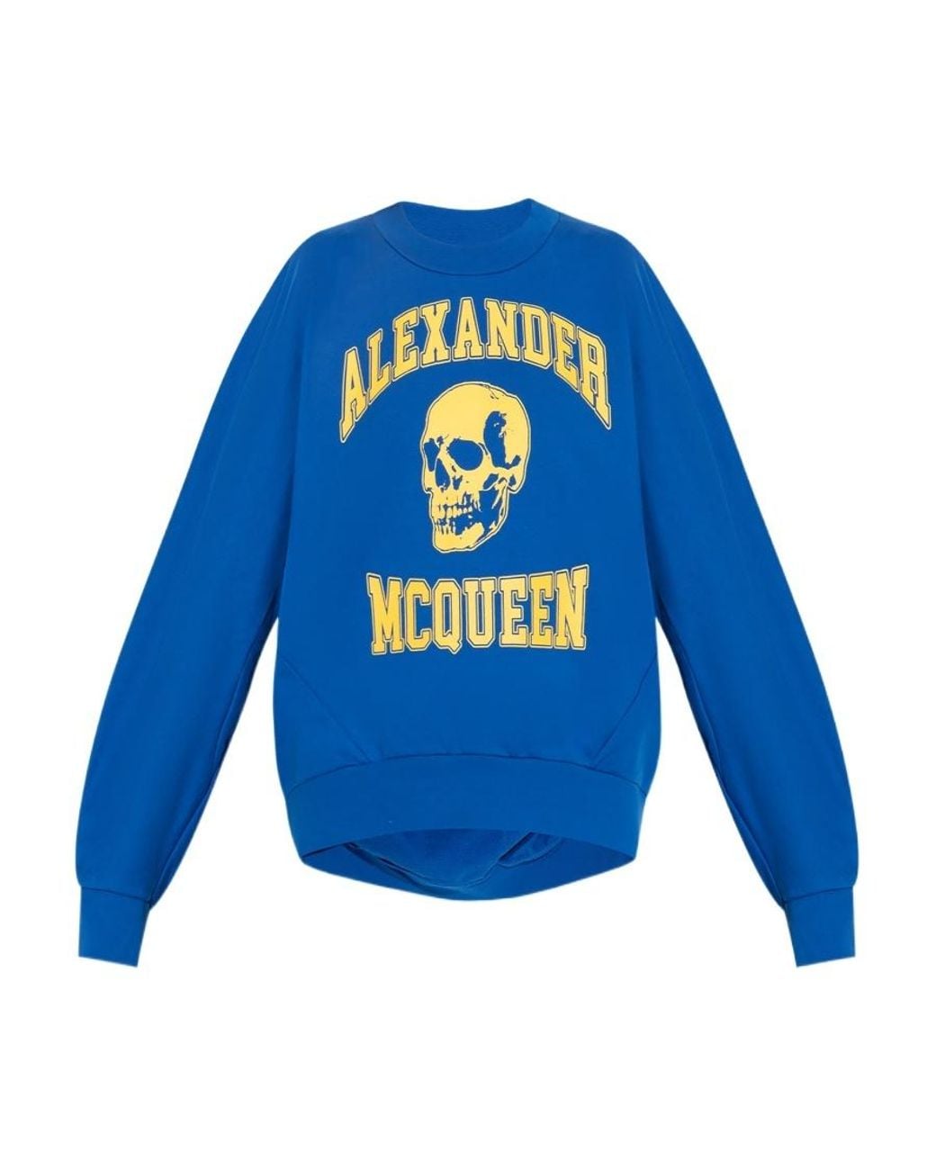 McQueen Blue Skull Printed Crewneck Sweatshirt