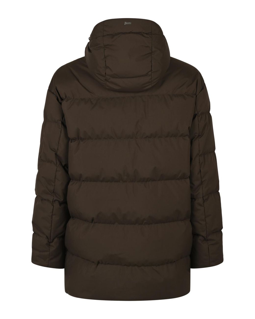 Herno Brown Hooded Quilted Jacket for men