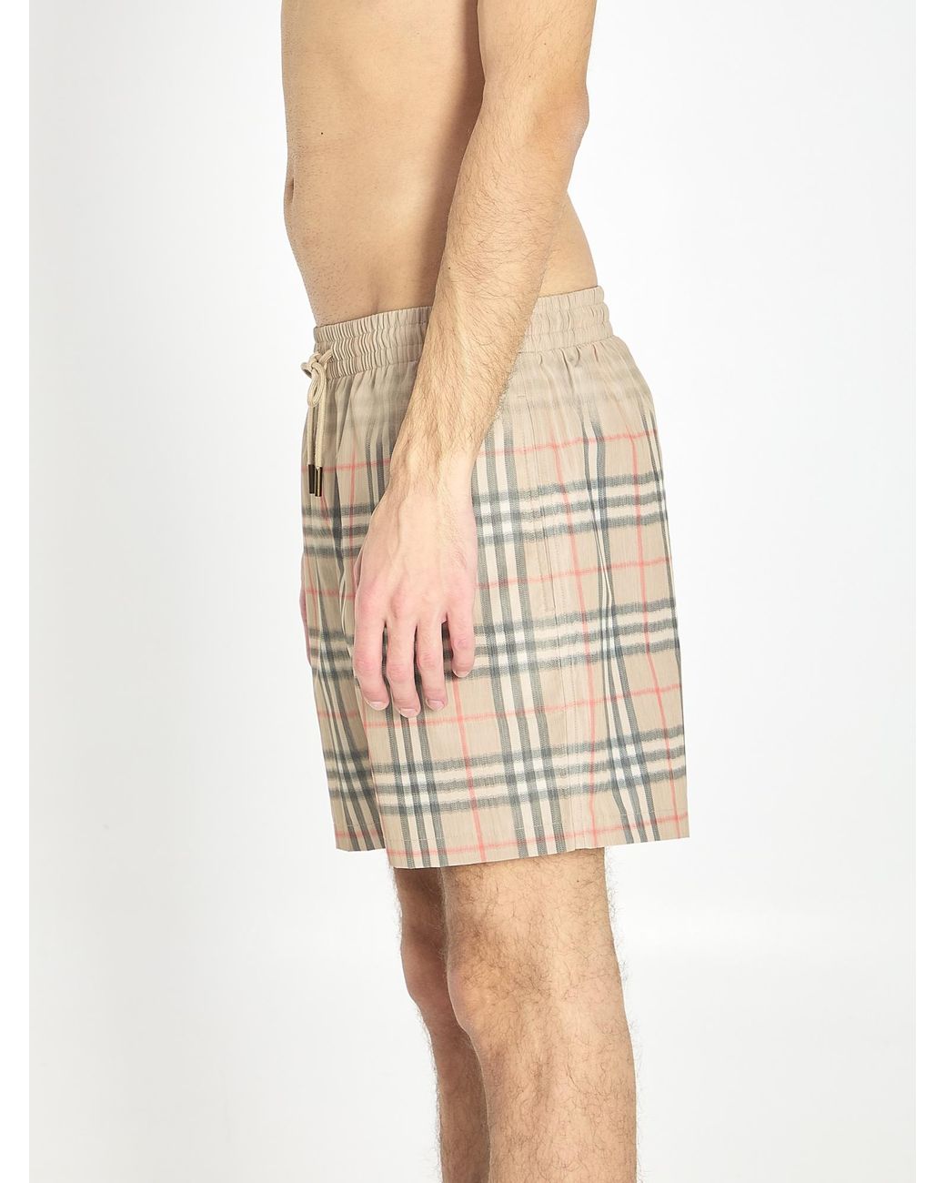 Burberry Natural Classic Swim Trunks With Aesthetic Waistband for men