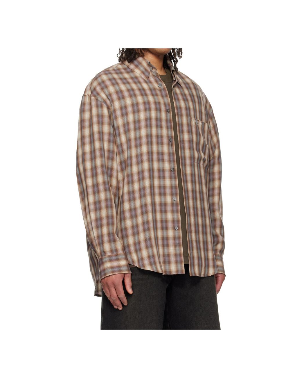 Wooyoungmi Brown Plaid Long-Sleeved Shirt for men