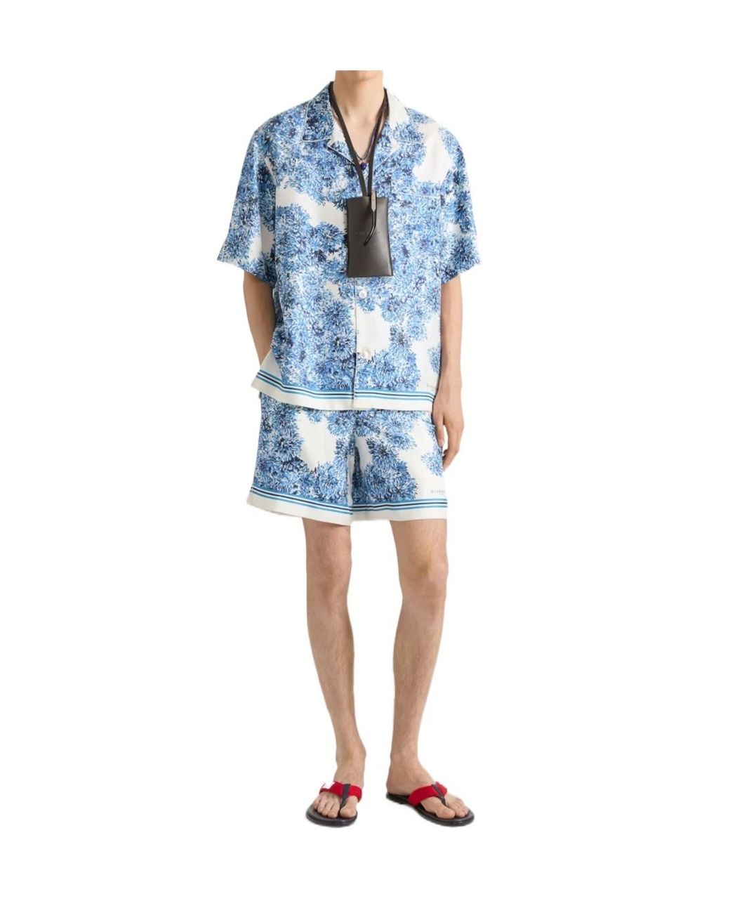 Givenchy Blue Botanical Print Pyjama Shorts for men