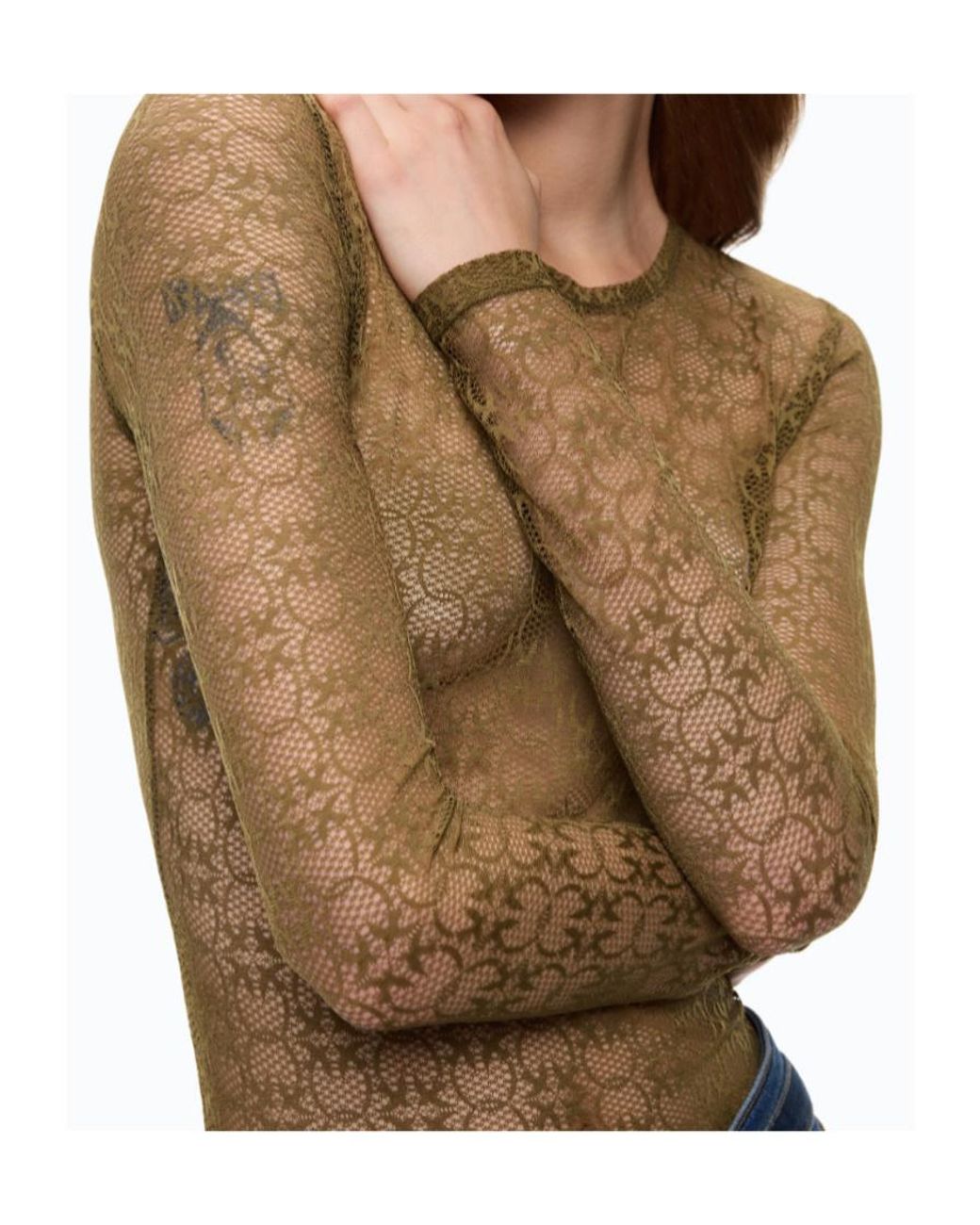 Pinko Brown Sheer Patterned Knitted Top