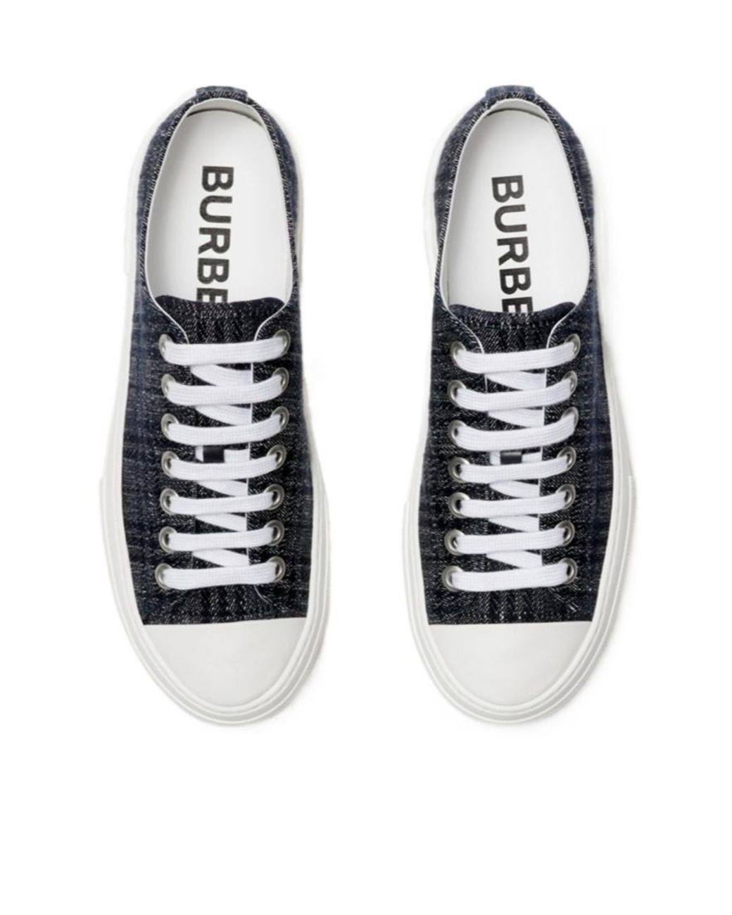 Burberry Blue Checked Low-Top Sneakers