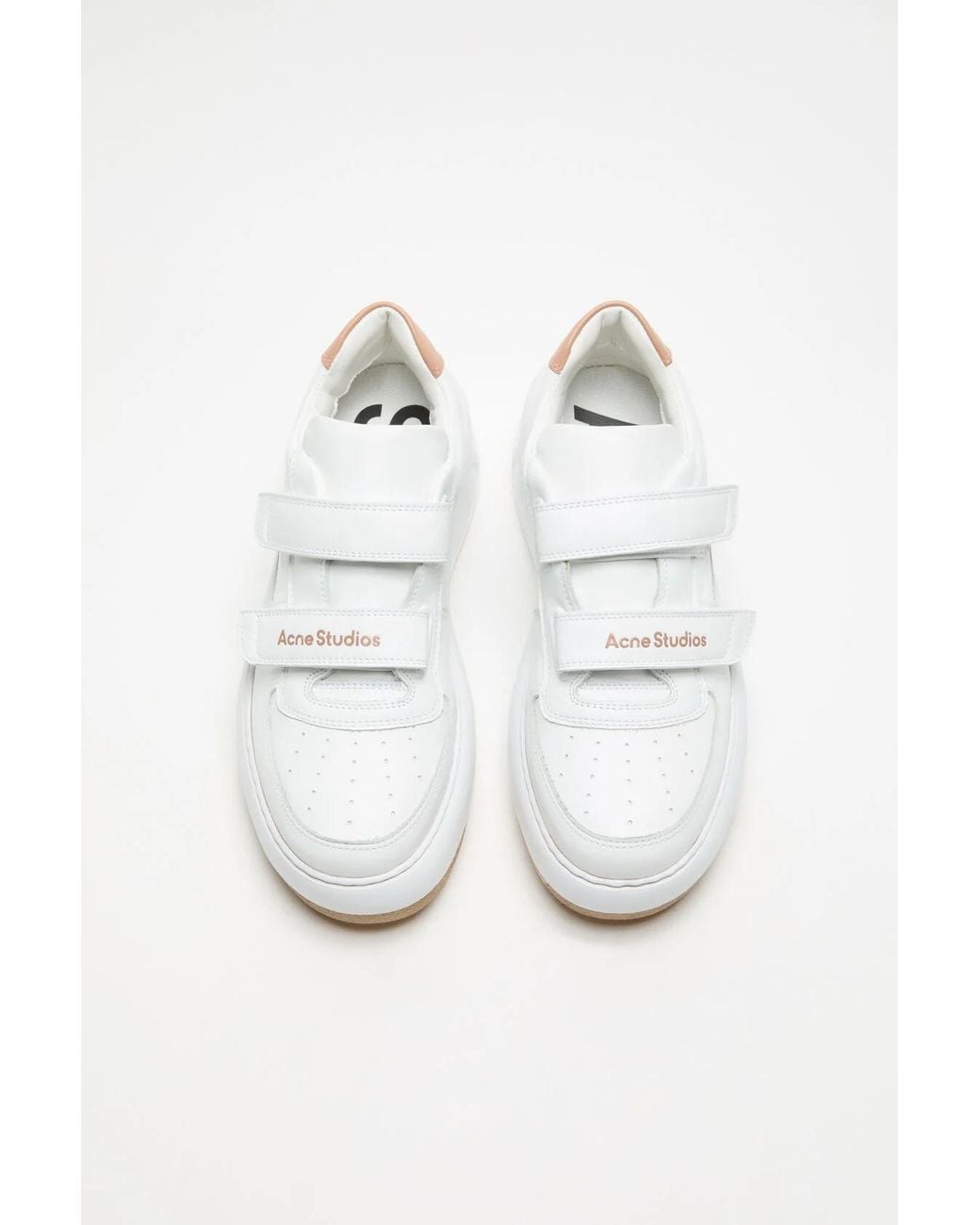 Acne White Touch-Strap Leather Sneakers for men