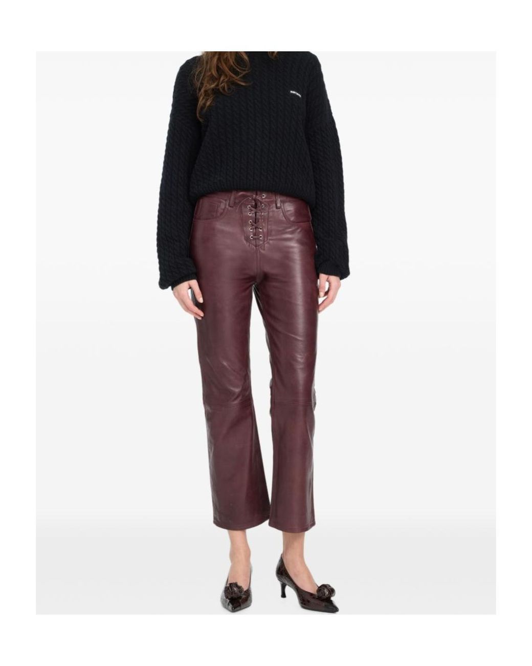 ROTATE BIRGER CHRISTENSEN Purple Lace-Up Flared Trousers
