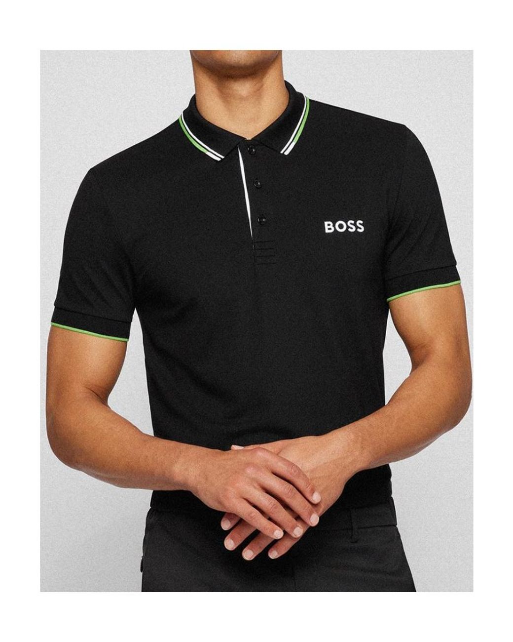 Boss Black Embroidered-Logo Polo Shirt for men