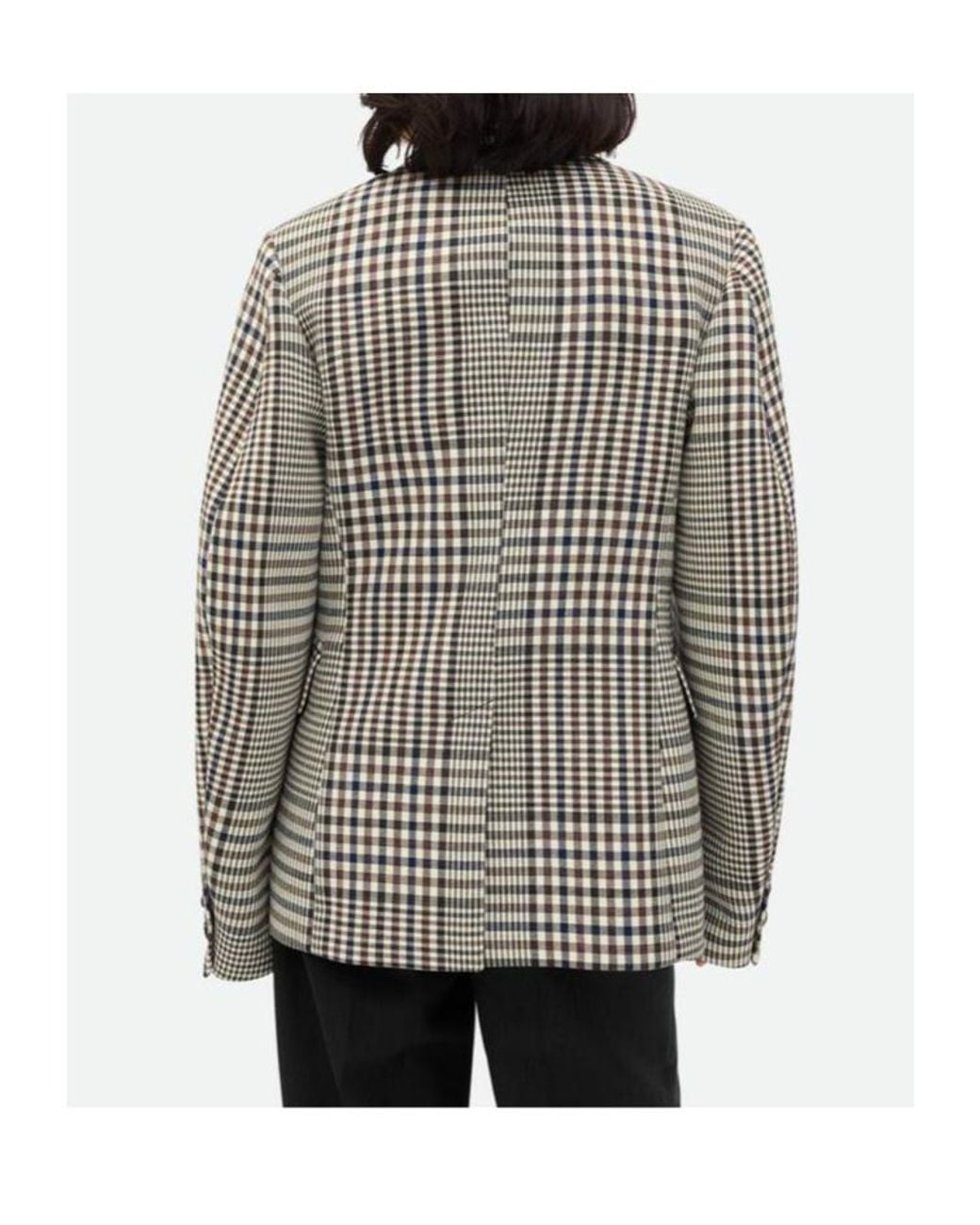 Bottega Veneta Gray Double-Breasted Checked Jacket