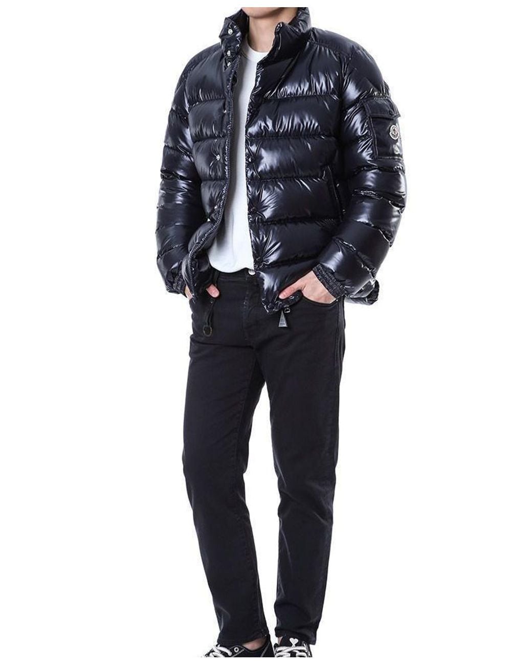 Moncler Blue Lule Logo Patch Down Jacket for men