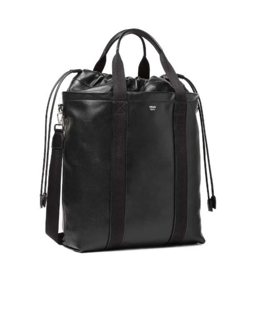 Fendi Black Flux Drawstring Tote Bag for men