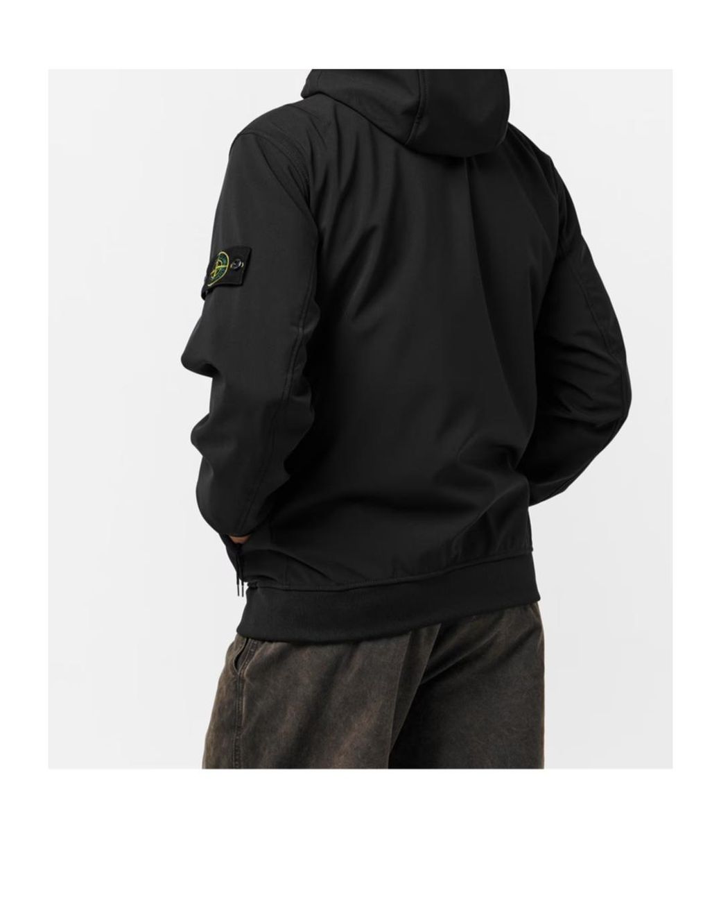 Stone Island Black Water And Wind Resistant Hooded Softshell Jacket for men