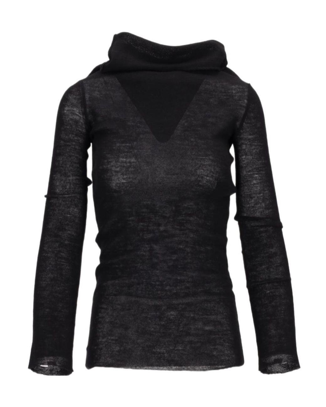 Ann Demeulemeester Black Drop-Shoulder Long-Sleeve Top