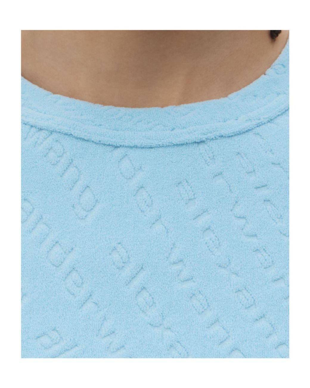 Alexander Wang Blue Logo Jacquard Crewneck Knit Top