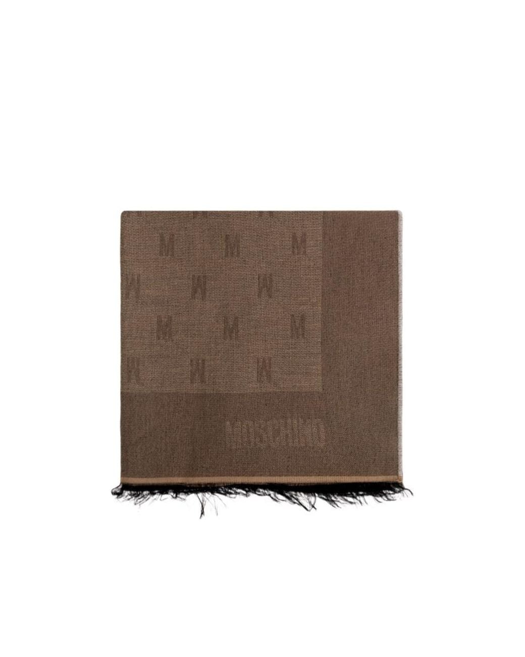 Moschino Brown Monogram Frayed-Edge Scarf for men