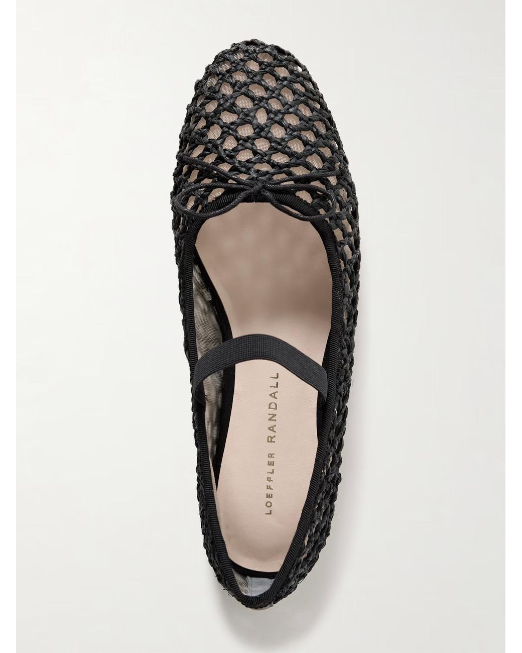 Loeffler Randall Black Grosgrain-Trimmed Raffia Mary Jane Ballet Flats