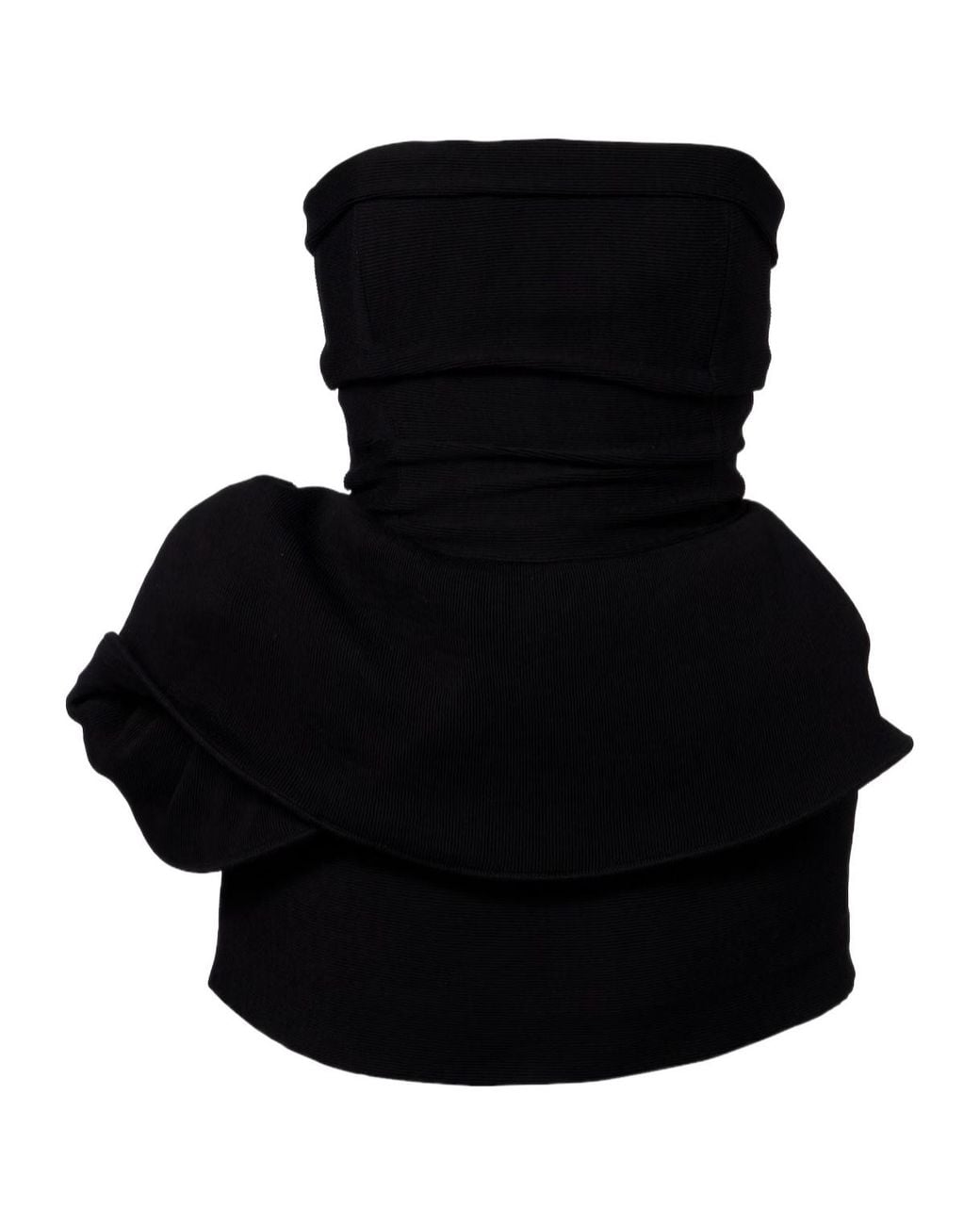 Magda Butrym Black Asymmetric Peplum Bustier Dress