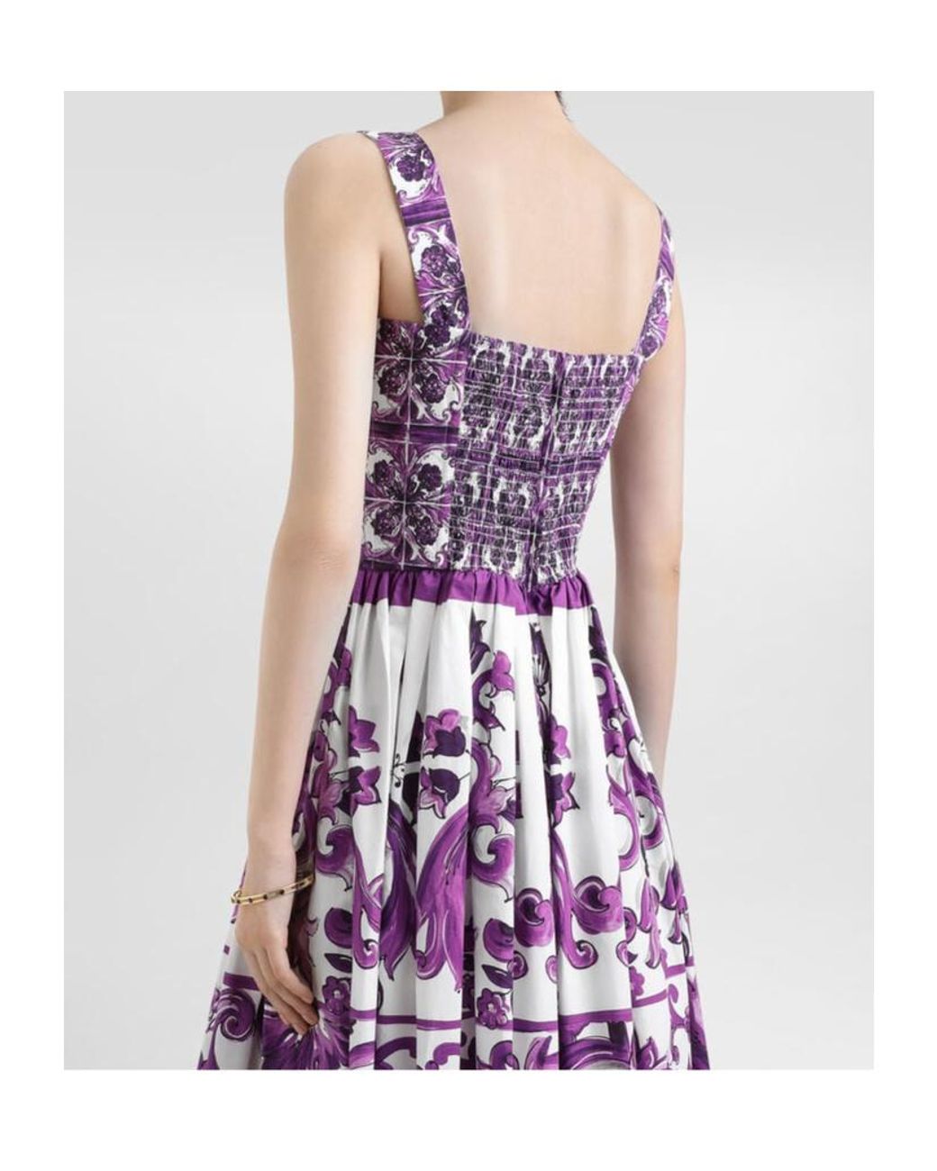 Dolce & Gabbana Purple Majolica-Printed Poplin Dress