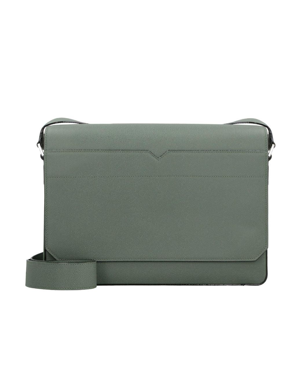 Valextra Green V-Line Foldover-Top Messenger Bag for men