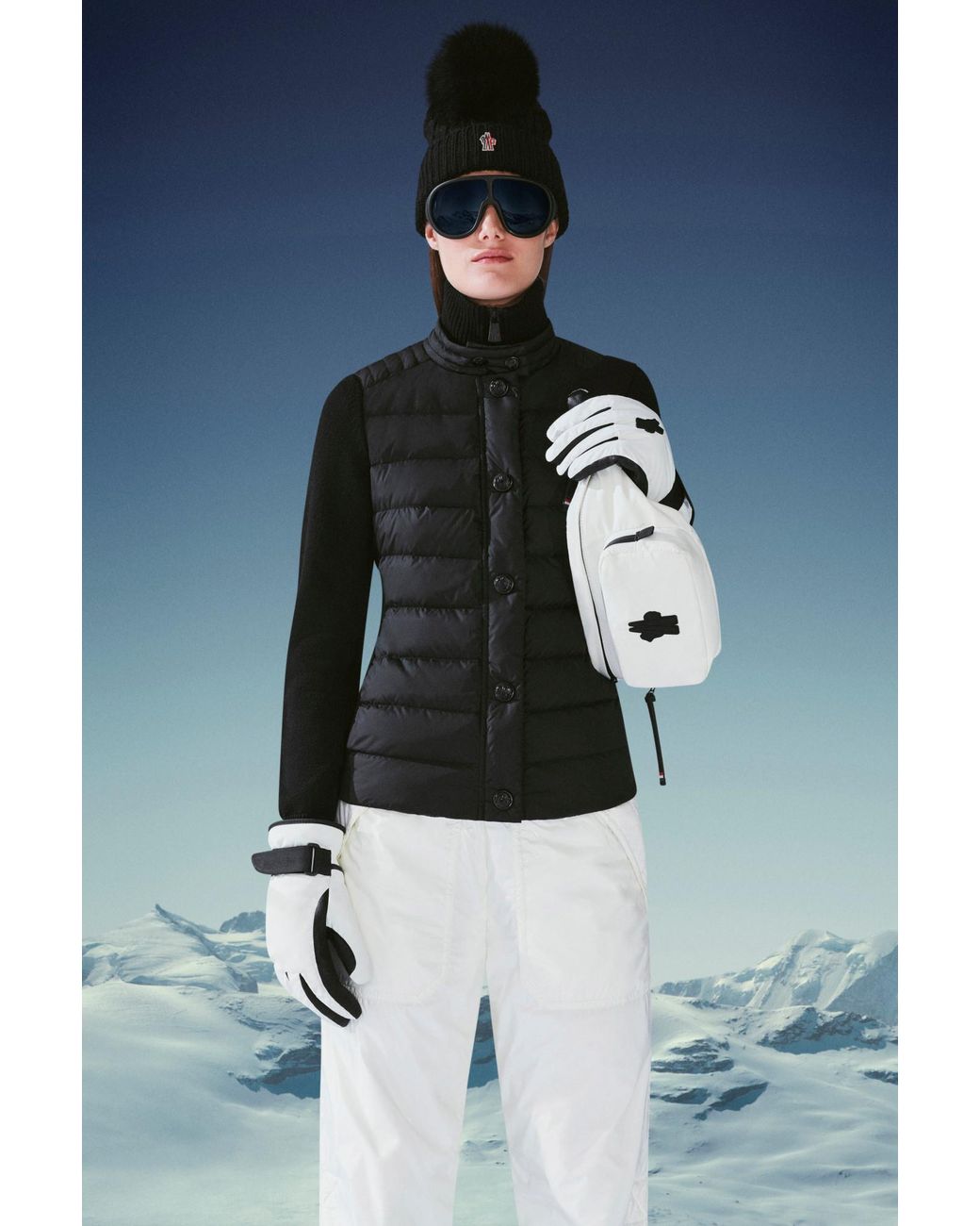Moncler Black Padded Wool Cardigan