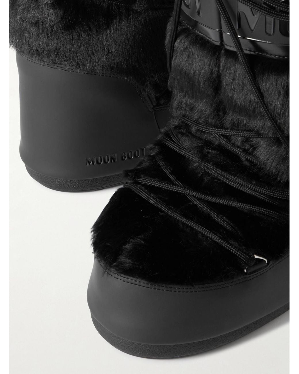Moon Boot Black Plush And Leather-Like Snow Boots for men