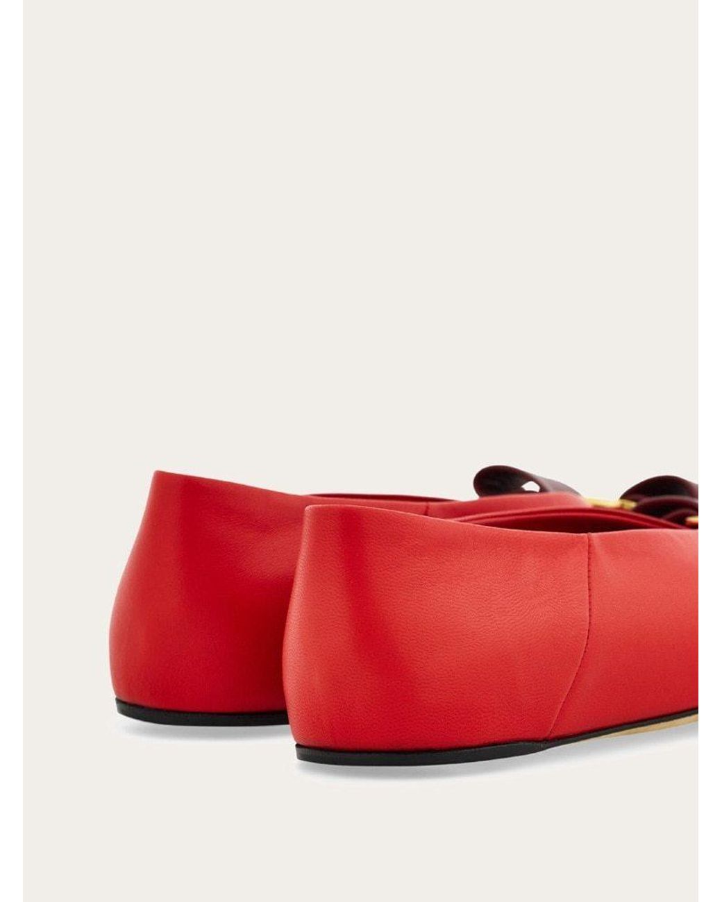 Ferragamo Red Vara Bow Ballet Flat
