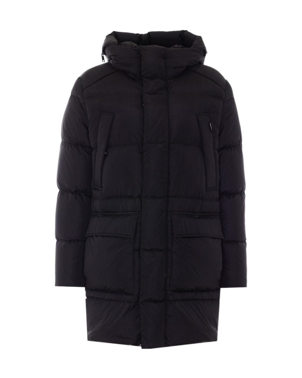 Add Blue Quilted Hooded Down Coat for men