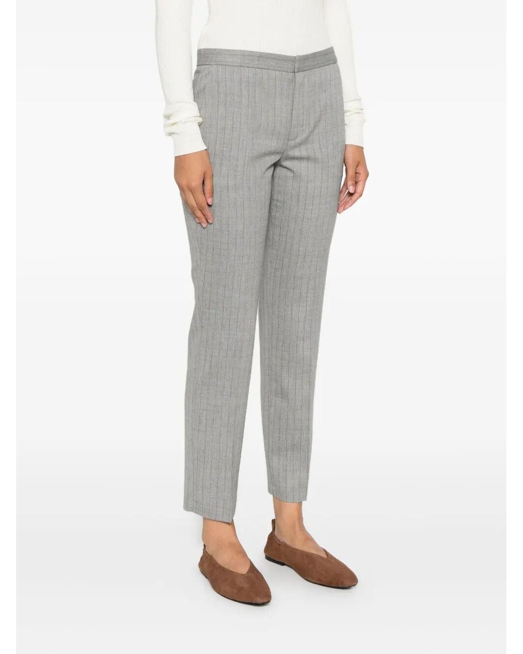 Twinset Gray Oval T-Logo Trousers