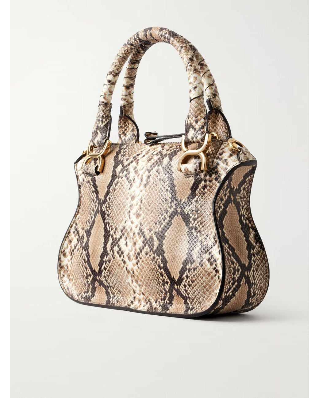 Chloé Natural Marcie Snake-Effect Leather Tote Bag