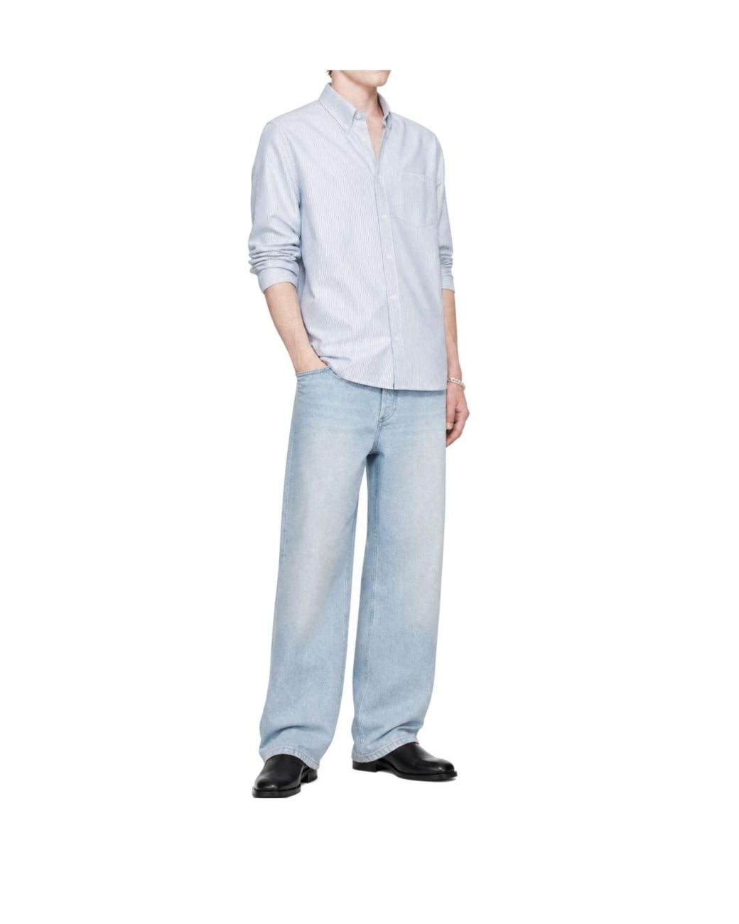 A.P.C. White Striped Button-Down Shirt for men