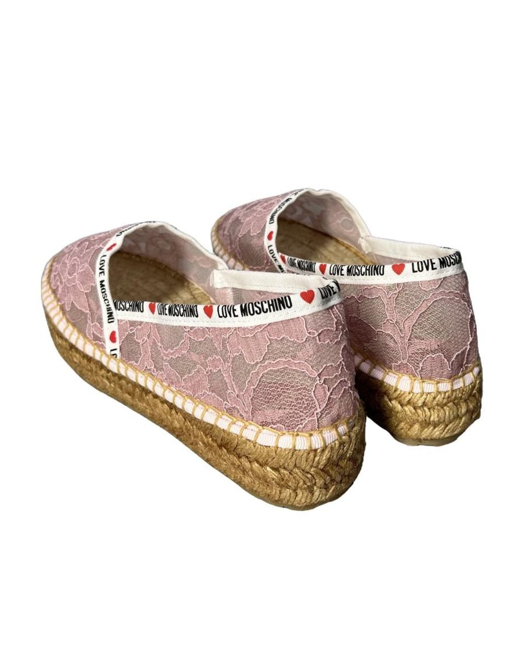 Moschino Pink Floral Lace Espadrilles