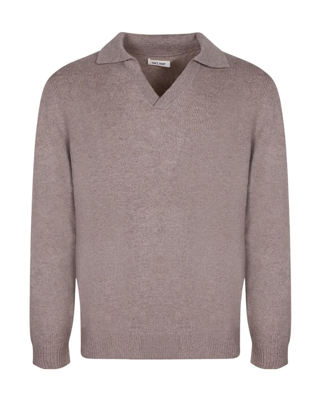 Soft Goat Gray Fine Knit Long Sleeve Sweater for men