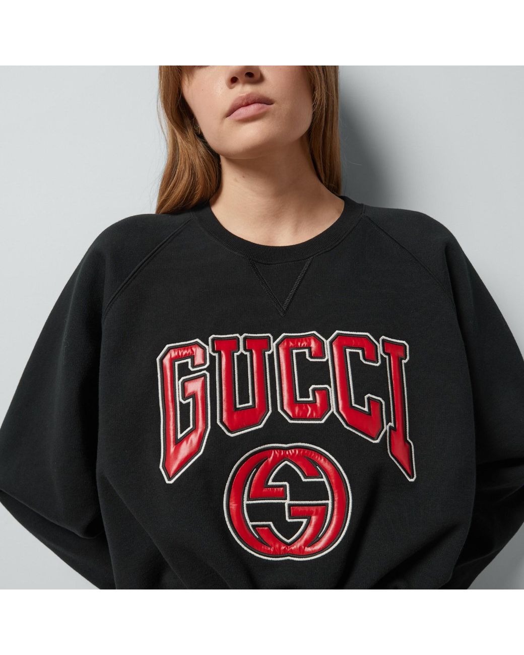 Gucci Black Cotton Crew-Neck Sweatshirt