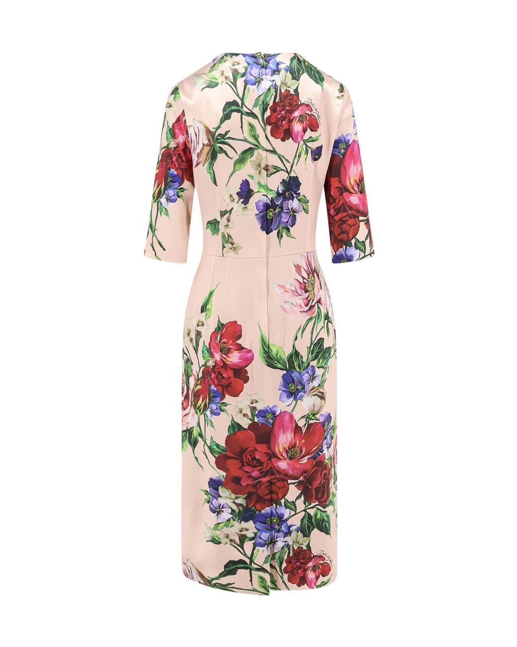 Dolce & Gabbana Pink Floral Printed Midi Dress