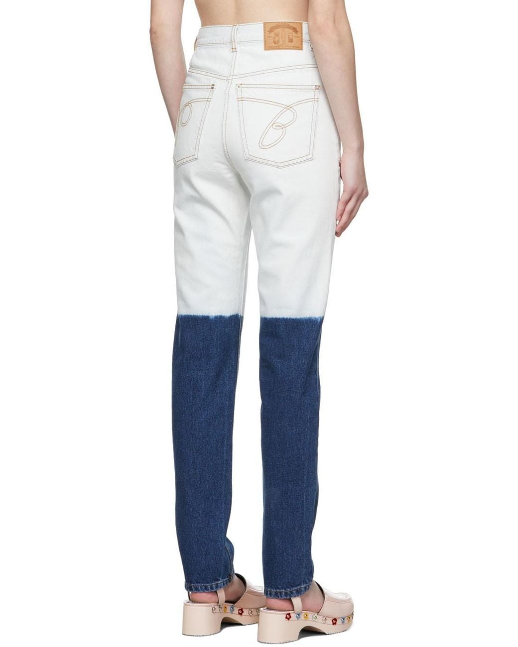 Pushbutton Blue Belt Loop Jeans