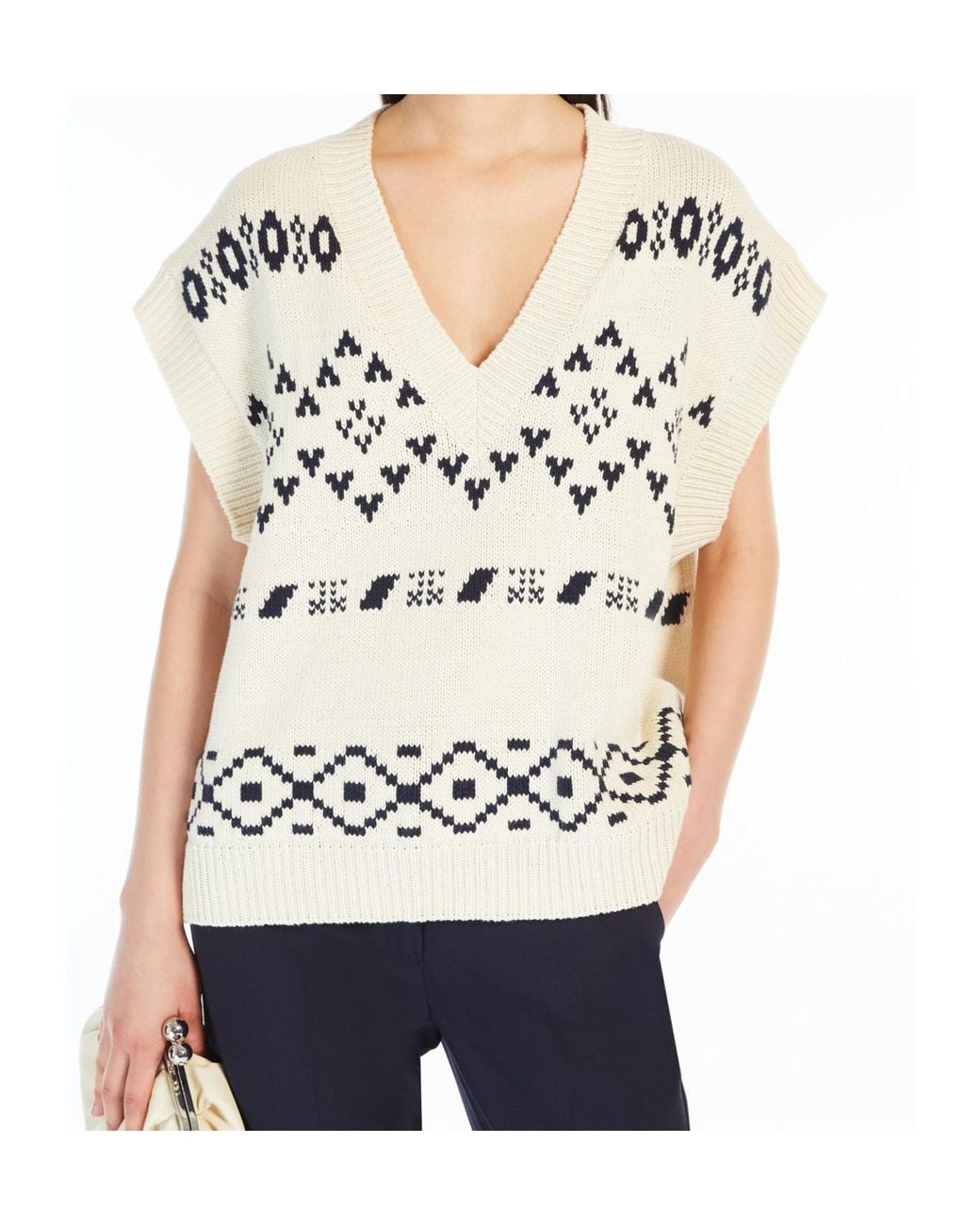 Weekend by Maxmara White V-Neck Short-Sleeved Vest