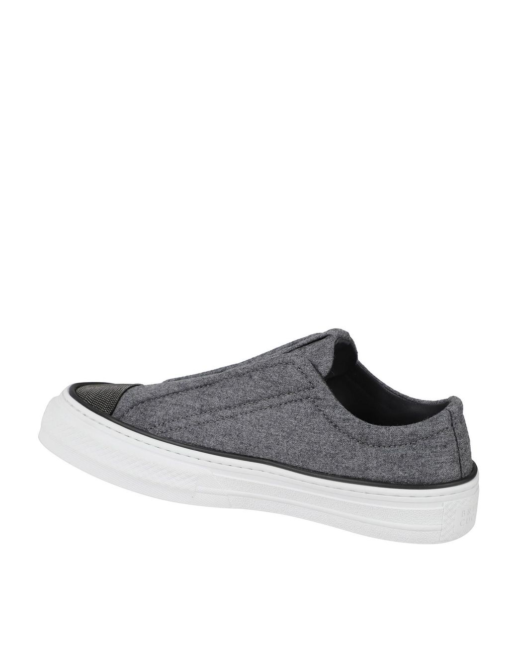 Brunello Cucinelli Gray Embellished Slip-On Sneakers