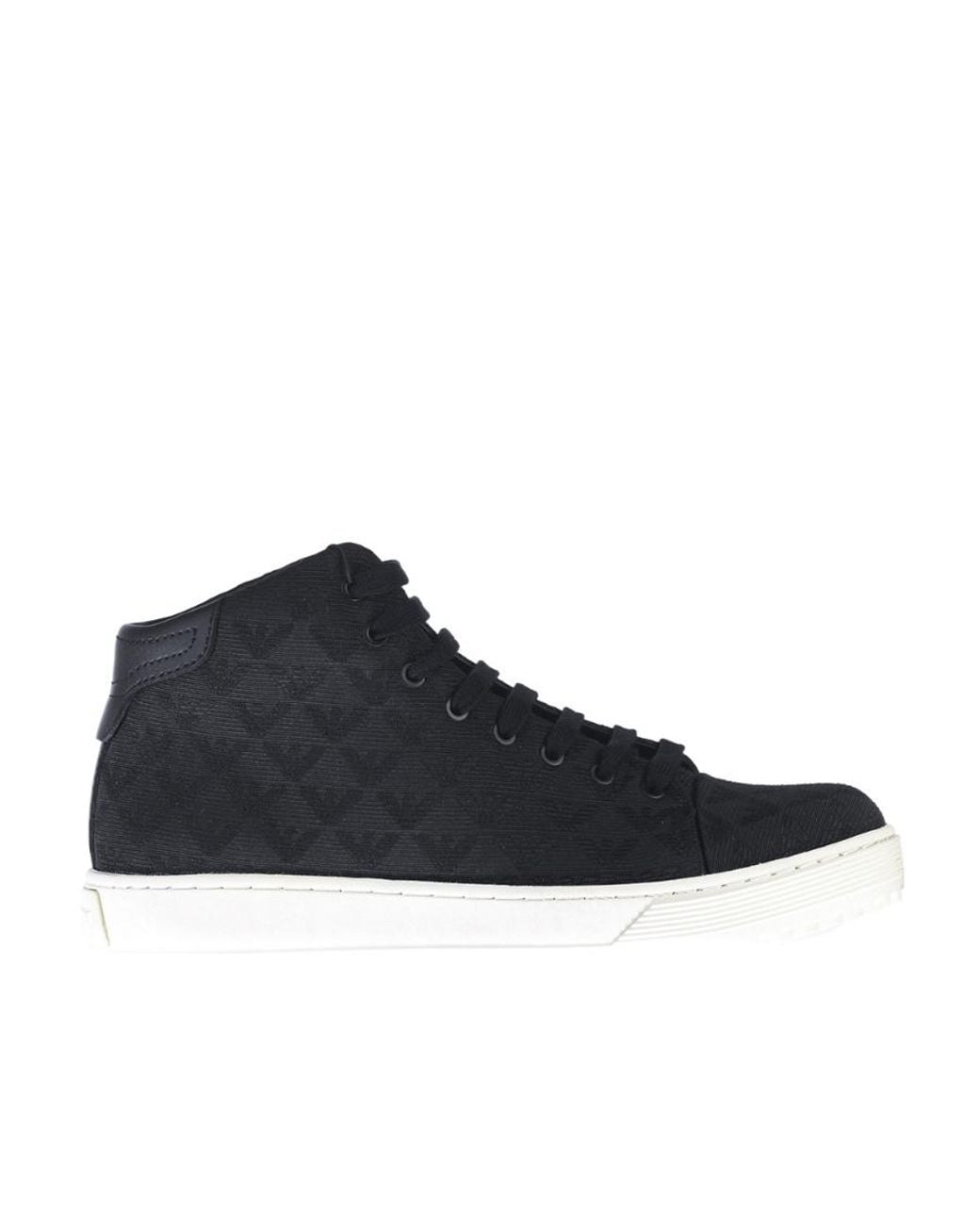 Emporio Armani Black Logo Lace-Up Sneakers for men