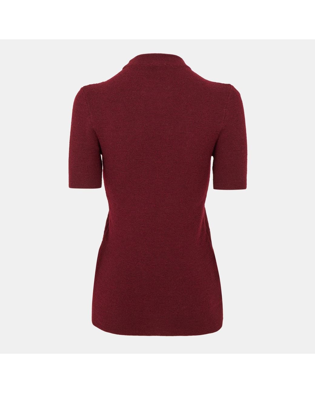 Prada Red High-Neck Short-Sleeve Knit Sweater