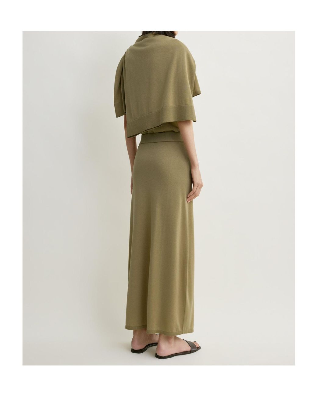 Totême Green Elastic-Waistband Maxi Skirt