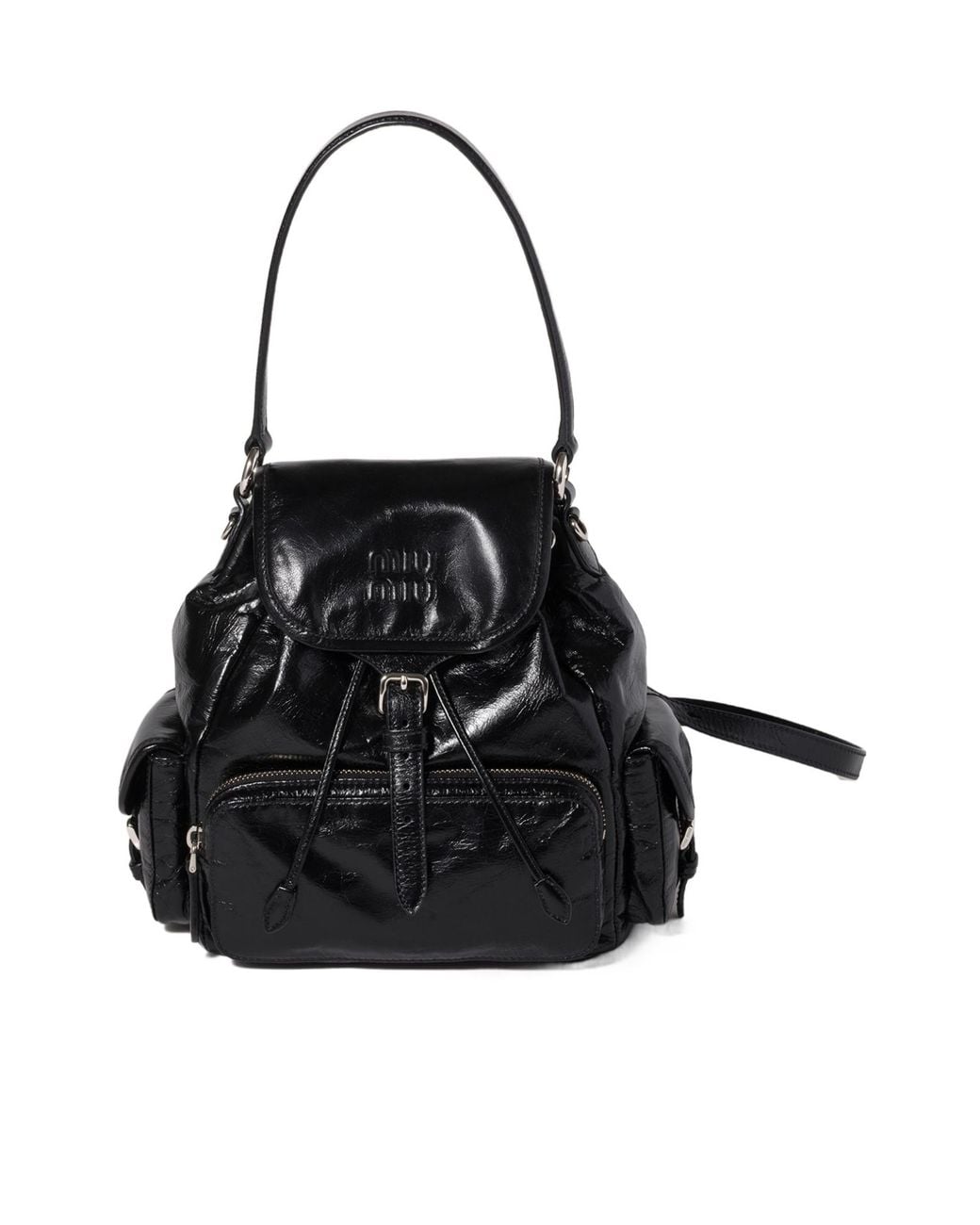 Miu Miu Black Shiny Leather Backpack
