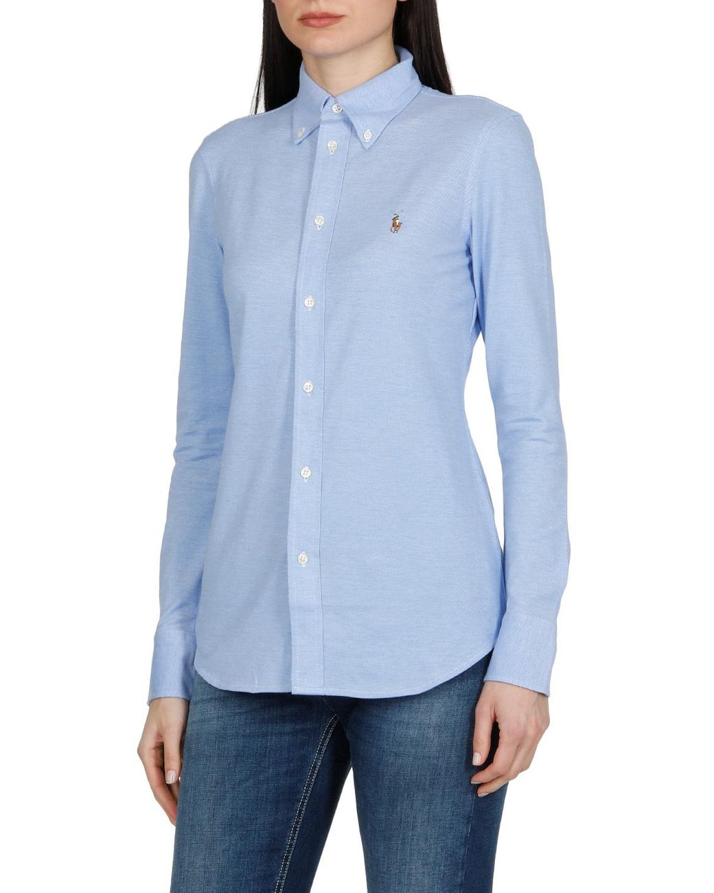 Ralph Lauren Blue Polo Logo Embroidered Buttoned Shirt