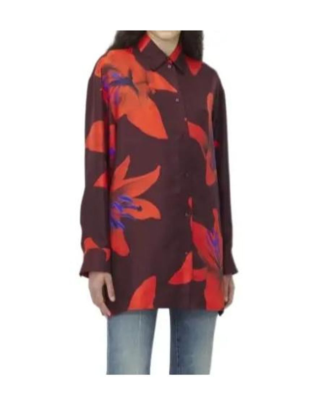 McQueen Red Floral Printed Buttoned Shirt