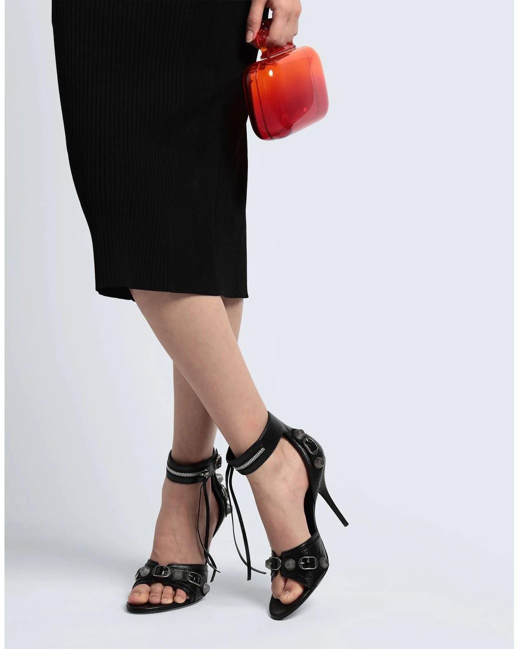 Balenciaga Black Round-Toe High-Heel Sandals