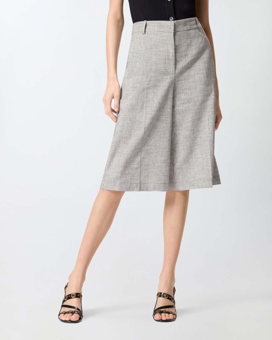 Pinko Gray Pleated Bermuda Shorts