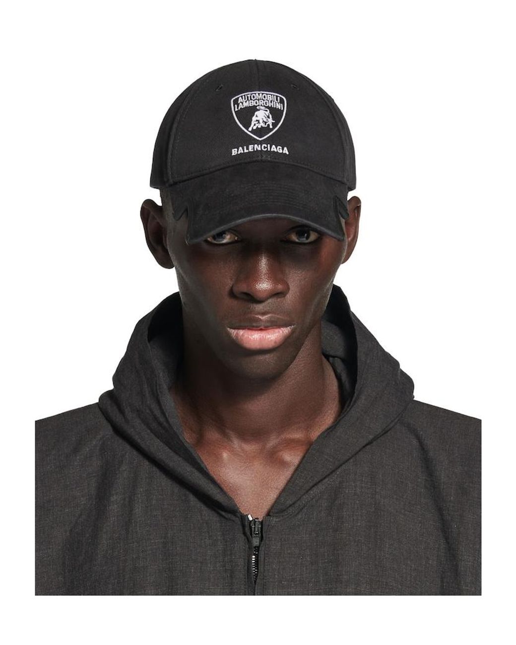 Balenciaga Black Logo Embroidered Baseball Cap for men