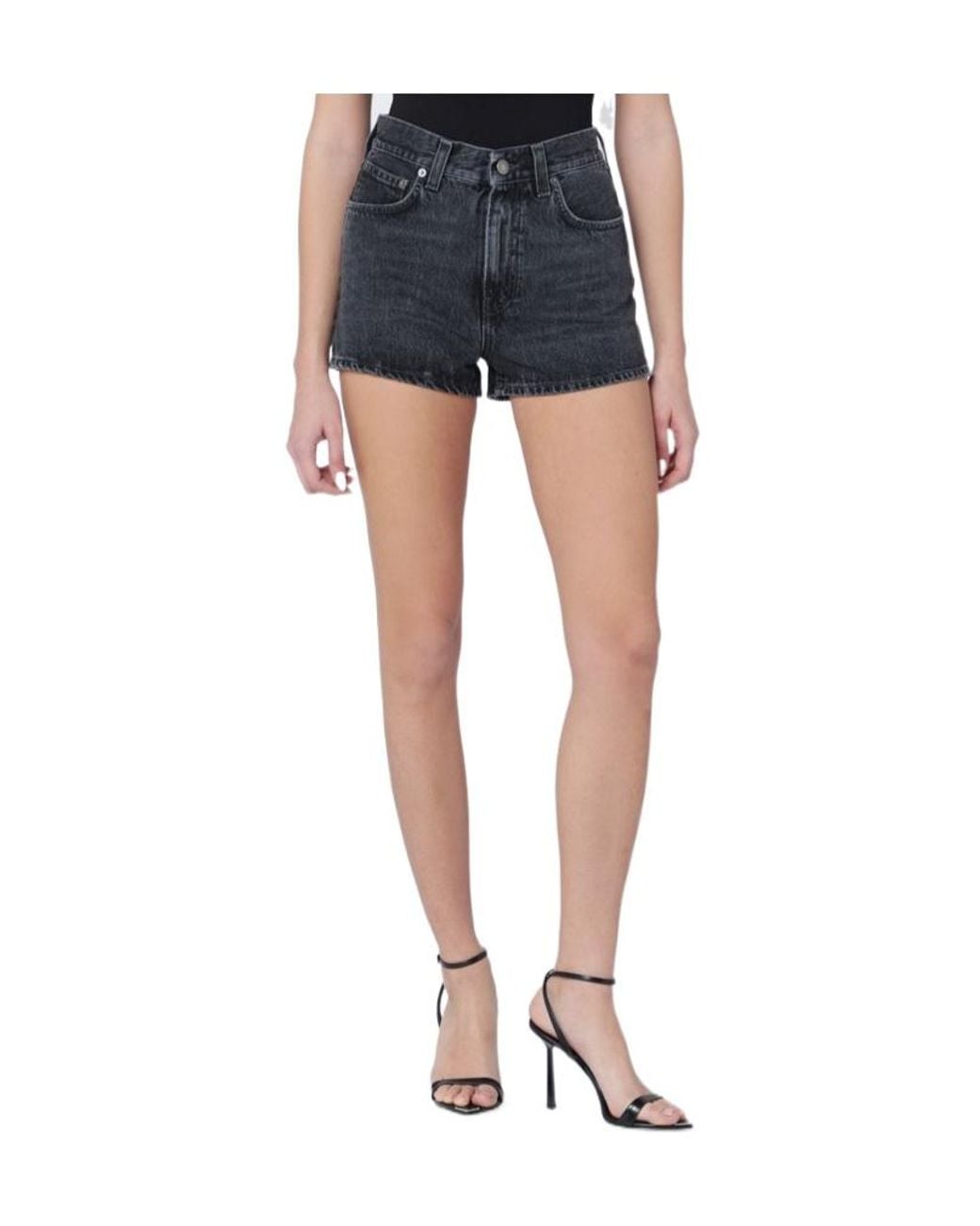 Haikure Black High-Waist Denim Shorts