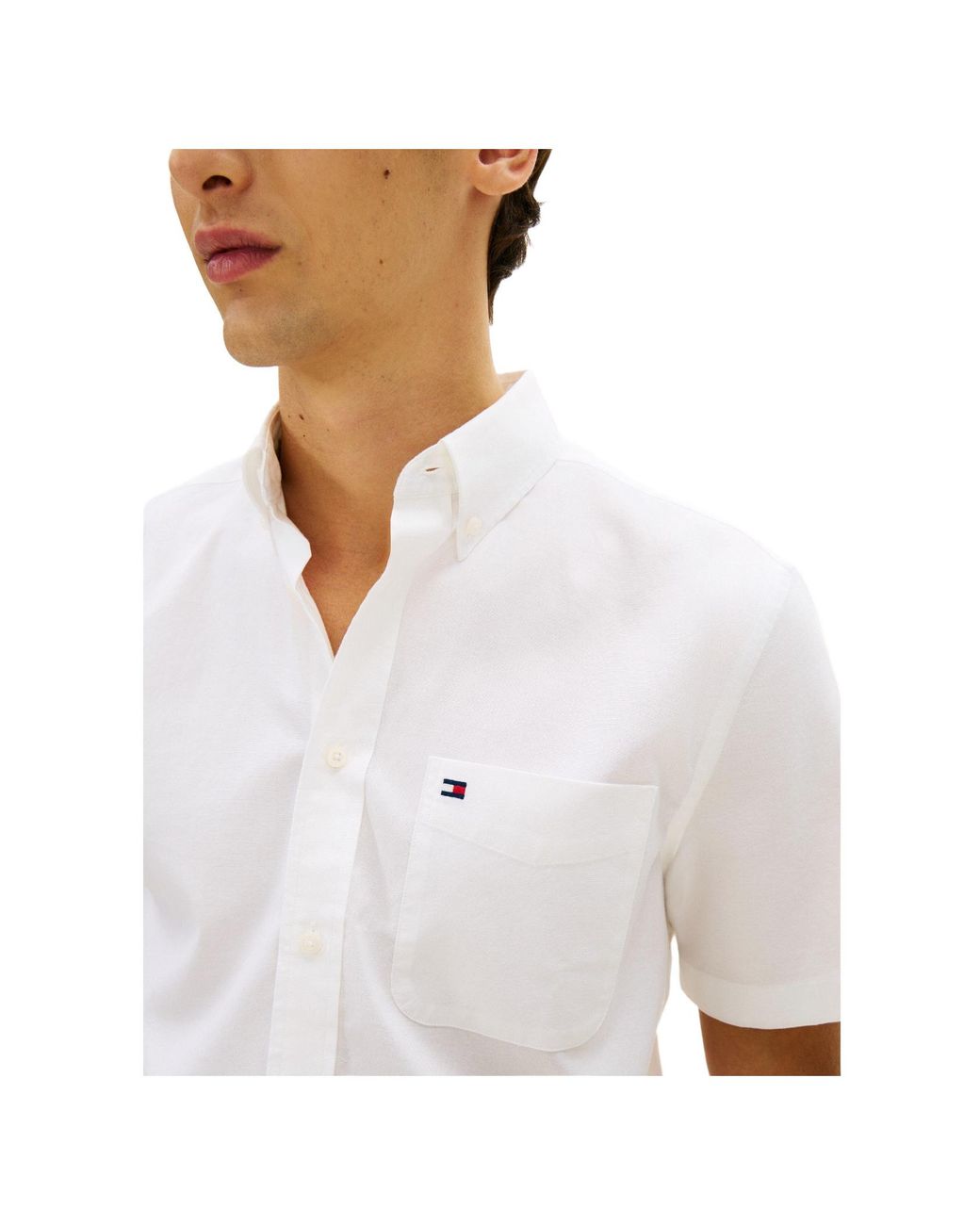 Tommy Hilfiger White Buttondown Collar Shortsleeve Shirt for men