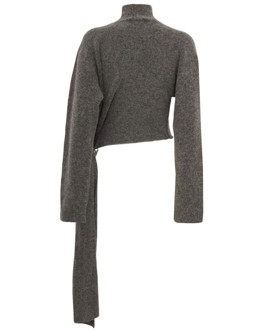 GIUSEPPE DI MORABITO Gray Turtleneck Sweater With Crystal Detail