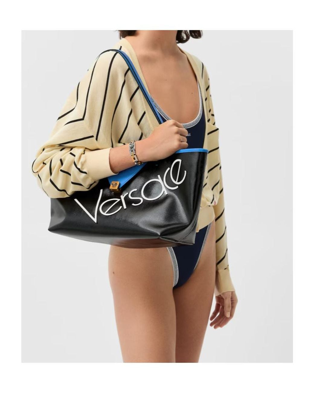 Versace Blue Severine Small Tote Bag