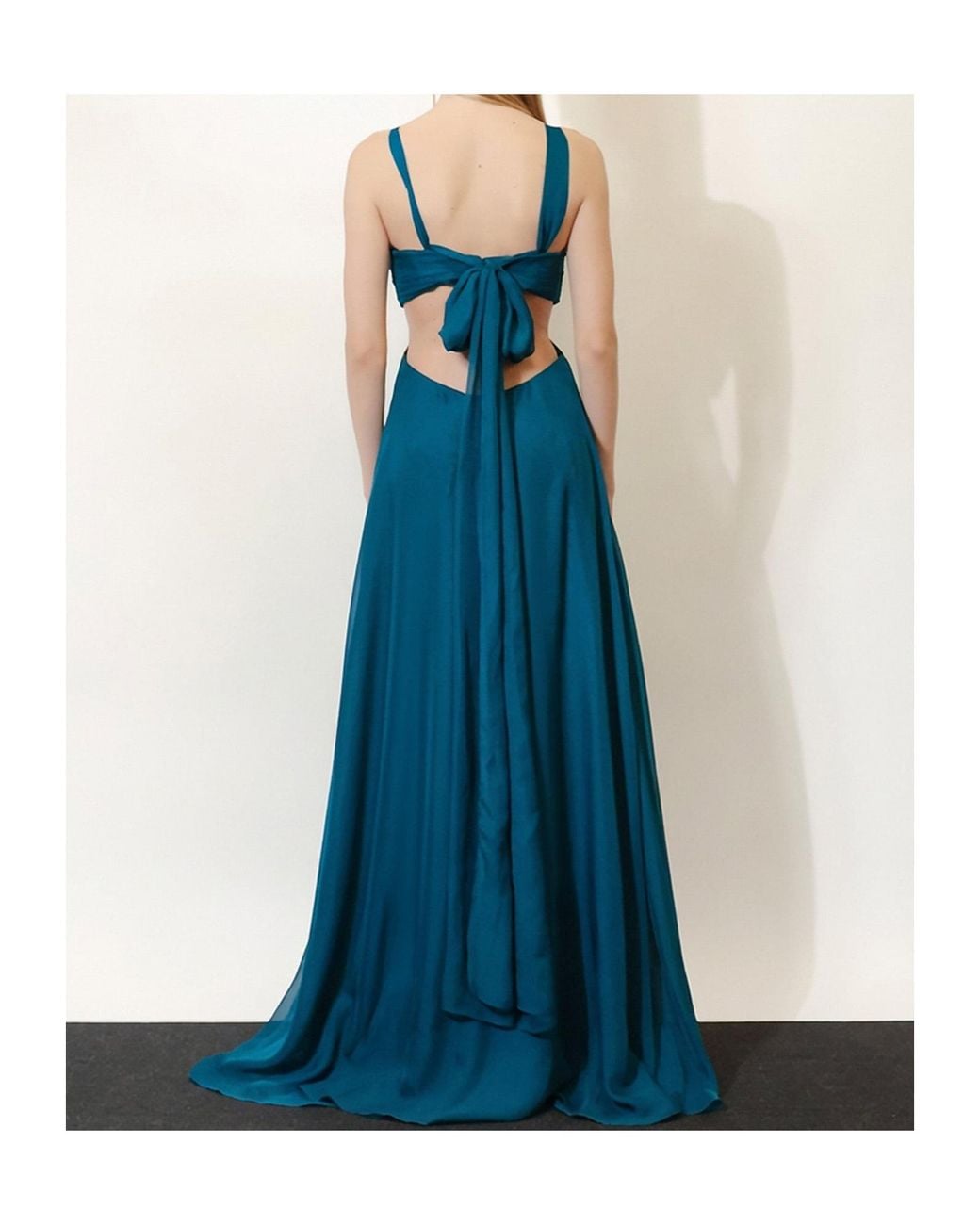 retroféte Blue Retrofete Cut-Out Draped Maxi Dress
